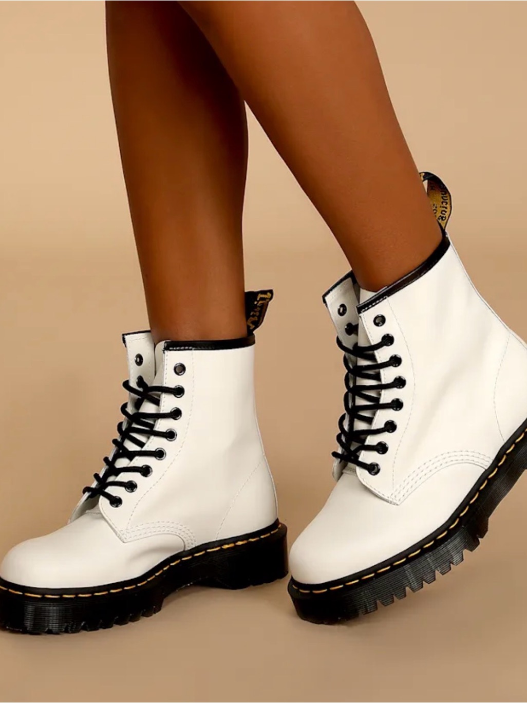 Dr. Martens 1460 White Smooth Leather Lace Up Unisex Combat Boots